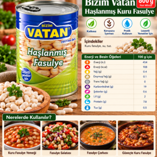 Kuru fasulye aç ye vatan marka haşlanmıs kuru fasulye 800 gram