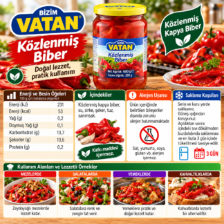 Közlenmiş biber 680 bizim vatan marka